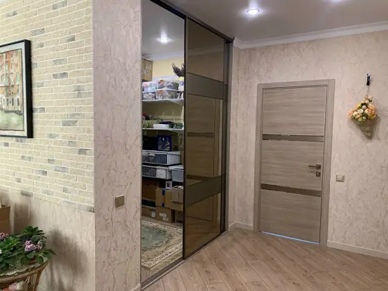 Фасад - купе Зеркало - бронза и сатин Система купе - Aristo slim line — шкафы на заказ в Белгороде, фото 4